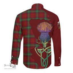 Scottish Seton Clan Tartan Crest with Thistle and Scotland Map Tartan Long Sleeve Shirt Scottish Plaid Tartan Plaid - ScotsTee - scotstee.com