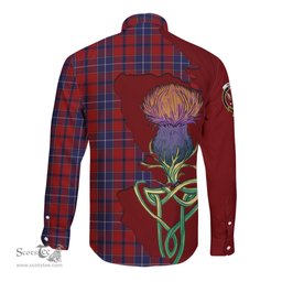 Scottish Wishart Dress Clan Tartan Crest with Thistle and Scotland Map Tartan Long Sleeve Shirt Scottish Plaid Tartan Plaid - ScotsTee - scotstee.com