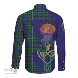Scottish Robertson Hunting Modern Clan Tartan Crest with Thistle and Scotland Map Tartan Long Sleeve Shirt Scottish Plaid Tartan Plaid - ScotsTee - scotstee.com