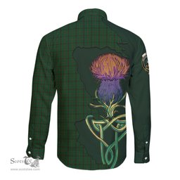 Scottish Skene or Tribe of Mar Clan Tartan Crest with Thistle and Scotland Map Tartan Long Sleeve Shirt Scottish Plaid Tartan Plaid - ScotsTee - scotstee.com