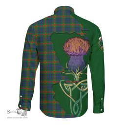 Scottish Aiton Clan Tartan Crest with Thistle and Scotland Map Tartan Long Sleeve Shirt Scottish Plaid Tartan Plaid - ScotsTee - scotstee.com