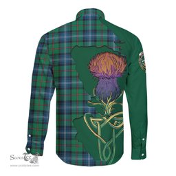 Scottish Urquhart Ancient Clan Tartan Crest with Thistle and Scotland Map Tartan Long Sleeve Shirt Scottish Plaid Tartan Plaid - ScotsTee - scotstee.com