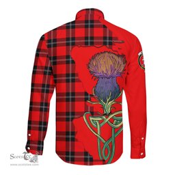 Scottish Ramsay Modern Clan Tartan Crest with Thistle and Scotland Map Tartan Long Sleeve Shirt Scottish Plaid Tartan Plaid - ScotsTee - scotstee.com