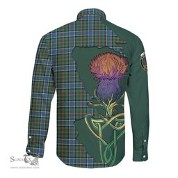 Scottish Ogilvie (Ogilvy) Hunting Ancient Clan Tartan Crest with Thistle and Scotland Map Tartan Long Sleeve Shirt Scottish Plaid Tartan Plaid - ScotsTee - scotstee.com