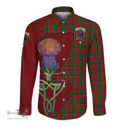 Scottish Turnbull Dress Clan Tartan Crest with Thistle and Scotland Map Tartan Long Sleeve Shirt Scottish Plaid Tartan Plaid - ScotsTee - scotstee.com