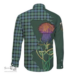 Scottish Melville Ancient Clan Tartan Crest with Thistle and Scotland Map Tartan Long Sleeve Shirt Scottish Plaid Tartan Plaid - ScotsTee - scotstee.com