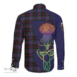 Scottish Nairn Clan Tartan Crest with Thistle and Scotland Map Tartan Long Sleeve Shirt Scottish Plaid Tartan Plaid - ScotsTee - scotstee.com