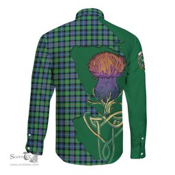 Scottish Murray of Atholl Ancient Clan Tartan Crest with Thistle and Scotland Map Tartan Long Sleeve Shirt Scottish Plaid Tartan Plaid - ScotsTee - scotstee.com