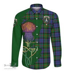 Scottish Paterson Clan Tartan Crest with Thistle and Scotland Map Tartan Long Sleeve Shirt Scottish Plaid Tartan Plaid - ScotsTee - scotstee.com