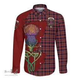 Scottish Ogilvie (Ogilvy) Clan Tartan Crest with Thistle and Scotland Map Tartan Long Sleeve Shirt Scottish Plaid Tartan Plaid - ScotsTee - scotstee.com