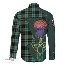Scottish Wallace Hunting Ancient Clan Tartan Crest with Thistle and Scotland Map Tartan Long Sleeve Shirt Scottish Plaid Tartan Plaid - ScotsTee - scotstee.com