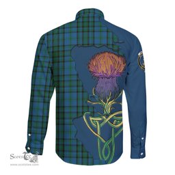 Scottish Matheson Hunting Clan Tartan Crest with Thistle and Scotland Map Tartan Long Sleeve Shirt Scottish Plaid Tartan Plaid - ScotsTee - scotstee.com