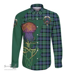 Scottish Rose Hunting Ancient Clan Tartan Crest with Thistle and Scotland Map Tartan Long Sleeve Shirt Scottish Plaid Tartan Plaid - ScotsTee - scotstee.com