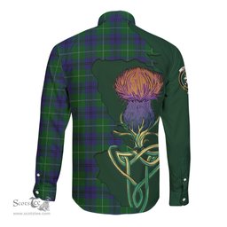 Scottish Oliphant Clan Tartan Crest with Thistle and Scotland Map Tartan Long Sleeve Shirt Scottish Plaid Tartan Plaid - ScotsTee - scotstee.com