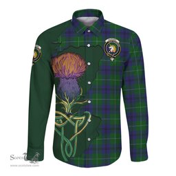 Scottish Oliphant Clan Tartan Crest with Thistle and Scotland Map Tartan Long Sleeve Shirt Scottish Plaid Tartan Plaid - ScotsTee - scotstee.com