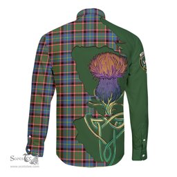 Scottish Aikenhead Clan Tartan Crest with Thistle and Scotland Map Tartan Long Sleeve Shirt Scottish Plaid Tartan Plaid - ScotsTee - scotstee.com