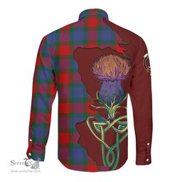 Scottish Mar Clan Tartan Crest with Thistle and Scotland Map Tartan Long Sleeve Shirt Scottish Plaid Tartan Plaid - ScotsTee - scotstee.com