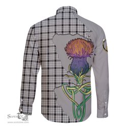 Scottish Wallace Dress Clan Tartan Crest with Thistle and Scotland Map Tartan Long Sleeve Shirt Scottish Plaid Tartan Plaid - ScotsTee - scotstee.com