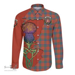 Scottish Robertson Ancient Clan Tartan Crest with Thistle and Scotland Map Tartan Long Sleeve Shirt Scottish Plaid Tartan Plaid - ScotsTee - scotstee.com