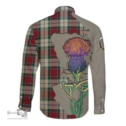 Scottish Rose White Dress Clan Tartan Crest with Thistle and Scotland Map Tartan Long Sleeve Shirt Scottish Plaid Tartan Plaid - ScotsTee - scotstee.com