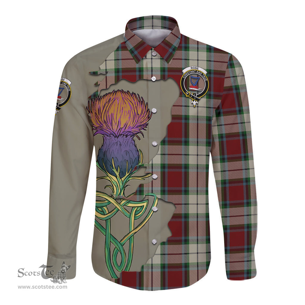 Scottish Rose White Dress Clan Tartan Crest with Thistle and Scotland Map Tartan Long Sleeve Shirt Scottish Plaid Tartan Plaid - ScotsTee - scotstee.com