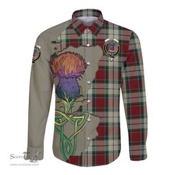 Scottish Rose White Dress Clan Tartan Crest with Thistle and Scotland Map Tartan Long Sleeve Shirt Scottish Plaid Tartan Plaid - ScotsTee - scotstee.com