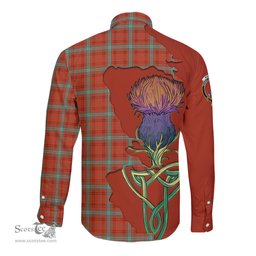 Scottish Morrison Red Ancient Clan Tartan Crest with Thistle and Scotland Map Tartan Long Sleeve Shirt Scottish Plaid Tartan Plaid - ScotsTee - scotstee.com