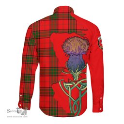 Scottish Maxtone Clan Tartan Crest with Thistle and Scotland Map Tartan Long Sleeve Shirt Scottish Plaid Tartan Plaid - ScotsTee - scotstee.com