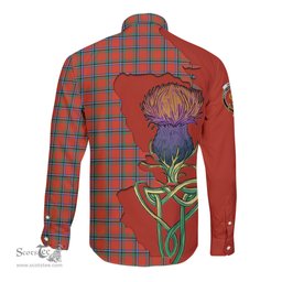 Scottish Sinclair Ancient Clan Tartan Crest with Thistle and Scotland Map Tartan Long Sleeve Shirt Scottish Plaid Tartan Plaid - ScotsTee - scotstee.com