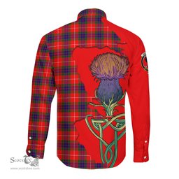 Scottish Abernethy Clan Tartan Crest with Thistle and Scotland Map Tartan Long Sleeve Shirt Scottish Plaid Tartan Plaid - ScotsTee - scotstee.com