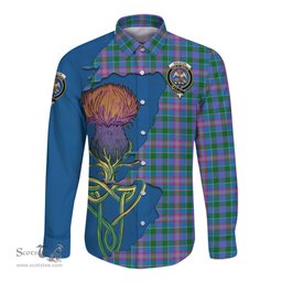 Scottish Ralston Clan Tartan Crest with Thistle and Scotland Map Tartan Long Sleeve Shirt Scottish Plaid Tartan Plaid - ScotsTee - scotstee.com