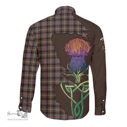 Scottish Sutherland Weathered Clan Tartan Crest with Thistle and Scotland Map Tartan Long Sleeve Shirt Scottish Plaid Tartan Plaid - ScotsTee - scotstee.com
