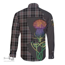 Scottish Thompson Grey Clan Tartan Crest with Thistle and Scotland Map Tartan Long Sleeve Shirt Scottish Plaid Tartan Plaid - ScotsTee - scotstee.com
