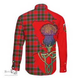 Scottish Spens Modern Clan Tartan Crest with Thistle and Scotland Map Tartan Long Sleeve Shirt Scottish Plaid Tartan Plaid - ScotsTee - scotstee.com