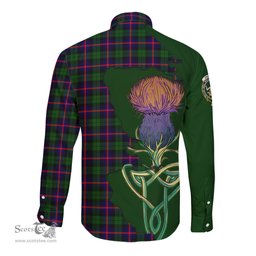 Scottish Urquhart Modern Clan Tartan Crest with Thistle and Scotland Map Tartan Long Sleeve Shirt Scottish Plaid Tartan Plaid - ScotsTee - scotstee.com