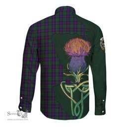 Scottish Urquhart Clan Tartan Crest with Thistle and Scotland Map Tartan Long Sleeve Shirt Scottish Plaid Tartan Plaid - ScotsTee - scotstee.com