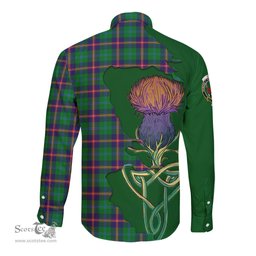 Scottish Young Modern Clan Tartan Crest with Thistle and Scotland Map Tartan Long Sleeve Shirt Scottish Plaid Tartan Plaid - ScotsTee - scotstee.com