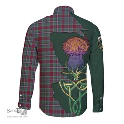 Scottish Spens (Spence) Clan Tartan Crest with Thistle and Scotland Map Tartan Long Sleeve Shirt Scottish Plaid Tartan Plaid - ScotsTee - scotstee.com