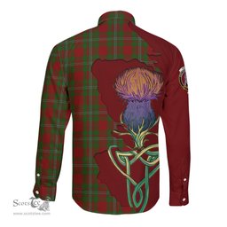 Scottish Strange Clan Tartan Crest with Thistle and Scotland Map Tartan Long Sleeve Shirt Scottish Plaid Tartan Plaid - ScotsTee - scotstee.com