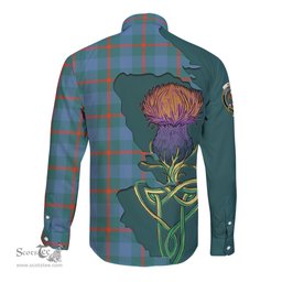 Scottish Agnew Ancient Clan Tartan Crest with Thistle and Scotland Map Tartan Long Sleeve Shirt Scottish Plaid Tartan Plaid - ScotsTee - scotstee.com
