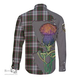Scottish Stewart of Appin Dress Clan Tartan Crest with Thistle and Scotland Map Tartan Long Sleeve Shirt Scottish Plaid Tartan Plaid - ScotsTee - scotstee.com