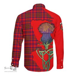 Scottish Murray of Tulloch Modern Clan Tartan Crest with Thistle and Scotland Map Tartan Long Sleeve Shirt Scottish Plaid Tartan Plaid - ScotsTee - scotstee.com