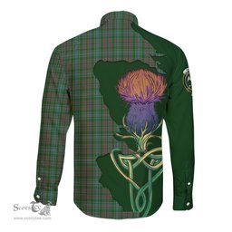 Scottish Ralston USA Clan Tartan Crest with Thistle and Scotland Map Tartan Long Sleeve Shirt Scottish Plaid Tartan Plaid - ScotsTee - scotstee.com
