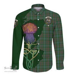 Scottish Ralston USA Clan Tartan Crest with Thistle and Scotland Map Tartan Long Sleeve Shirt Scottish Plaid Tartan Plaid - ScotsTee - scotstee.com
