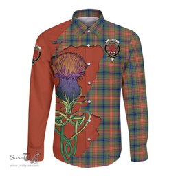 Scottish Wilson Ancient Clan Tartan Crest with Thistle and Scotland Map Tartan Long Sleeve Shirt Scottish Plaid Tartan Plaid - ScotsTee - scotstee.com