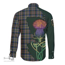 Scottish Scott Green Modern Clan Tartan Crest with Thistle and Scotland Map Tartan Long Sleeve Shirt Scottish Plaid Tartan Plaid - ScotsTee - scotstee.com