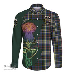 Scottish Scott Green Modern Clan Tartan Crest with Thistle and Scotland Map Tartan Long Sleeve Shirt Scottish Plaid Tartan Plaid - ScotsTee - scotstee.com