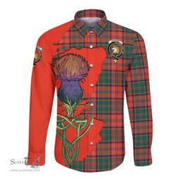 Scottish Stewart of Appin Ancient Clan Tartan Crest with Thistle and Scotland Map Tartan Long Sleeve Shirt Scottish Plaid Tartan Plaid - ScotsTee - scotstee.com