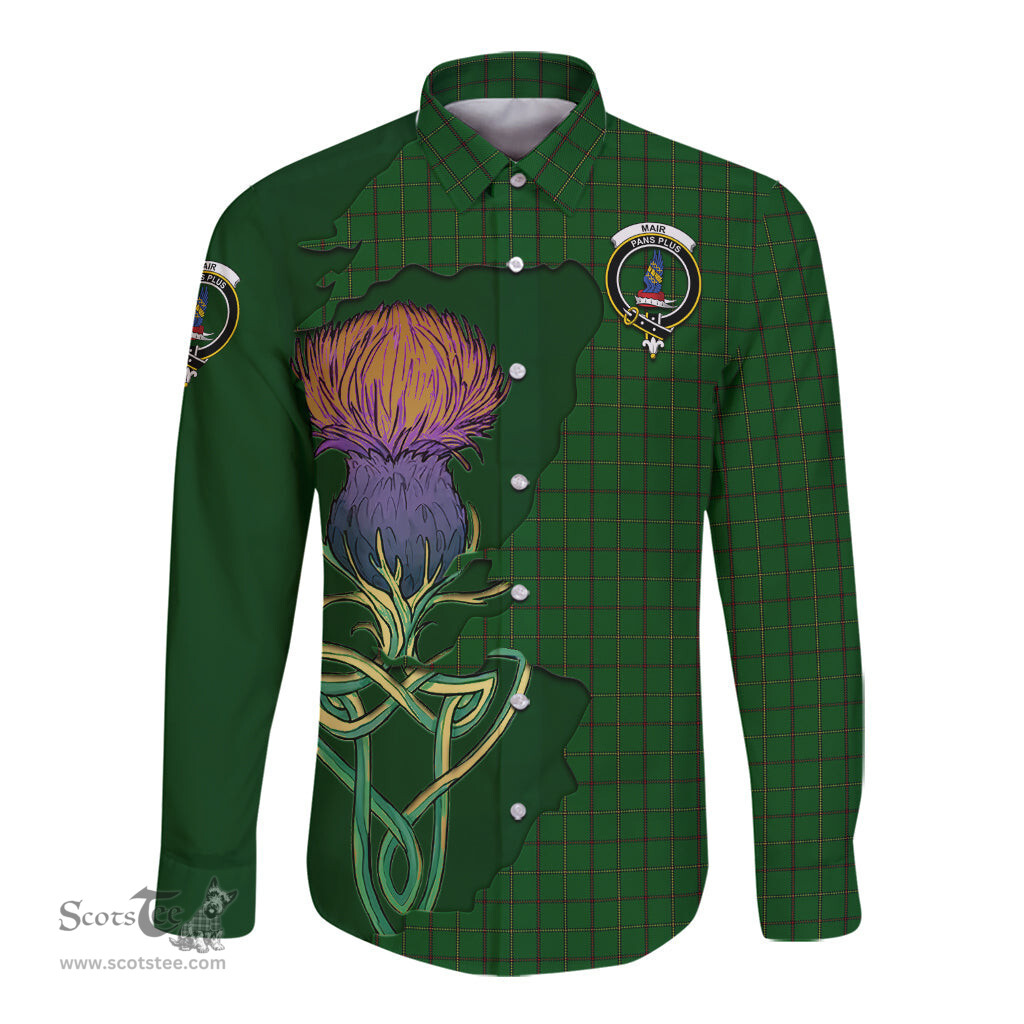 Scottish Mar Tribe Clan Tartan Crest with Thistle and Scotland Map Tartan Long Sleeve Shirt Scottish Plaid Tartan Plaid - ScotsTee - scotstee.com
