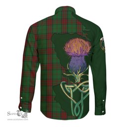 Scottish Maxwell Hunting Clan Tartan Crest with Thistle and Scotland Map Tartan Long Sleeve Shirt Scottish Plaid Tartan Plaid - ScotsTee - scotstee.com